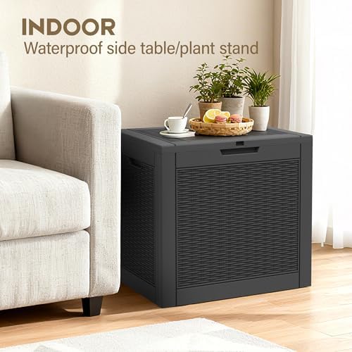 Outdoor Storage Waterproof Deck Box for Patio (31 Gallon, Black)