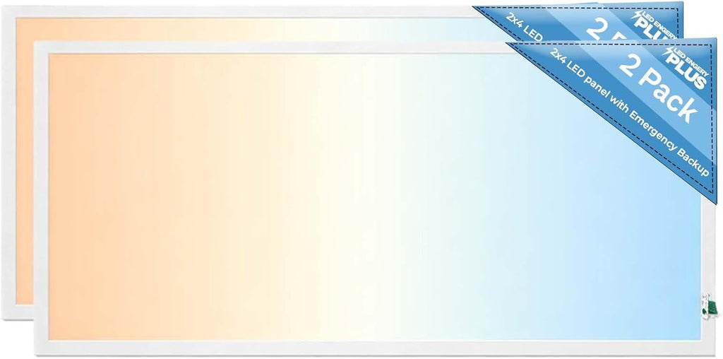 2X4 LED Flat Panel Light with Emergency Battery Backup, 50W 3000K/4000K/5000K (2 Pack)