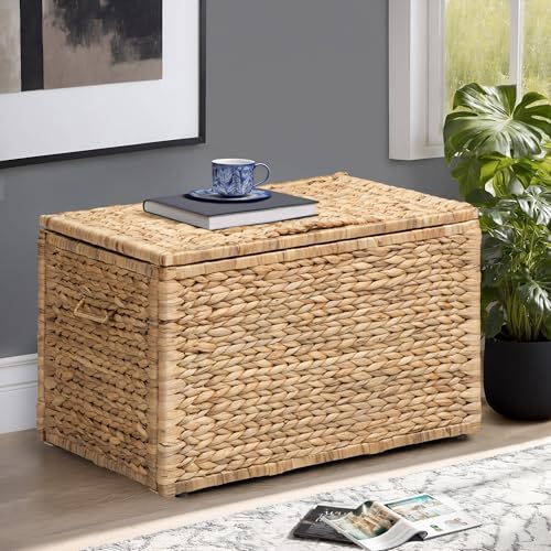 eHemco Storage Trunk with Metal Frame, Natural, 23.3 by 16.5 by 15.2 Inches