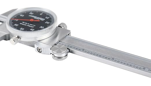 Accusize Industrial Tools 0-6" x 0.001" Dial Caliper, Stainless Steel in Fitted