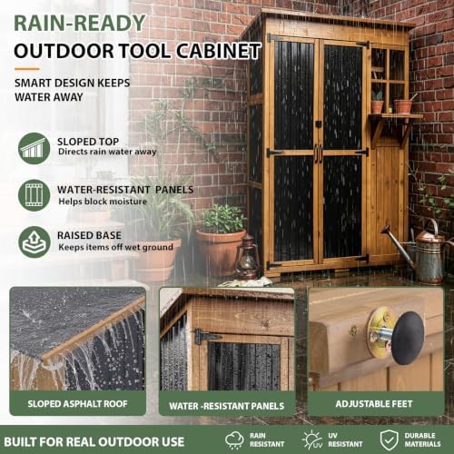 Gowoodhut Large Outdoor Storage Cabinet Weatherproof Garden Tool Shed