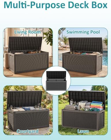 360 Gallon Outdoor Storage Box,Waterproof Patio Organizer, Black