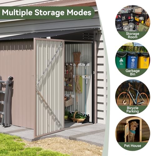 6'x4' Lean to Shed Galvanized Steel Storage Shed