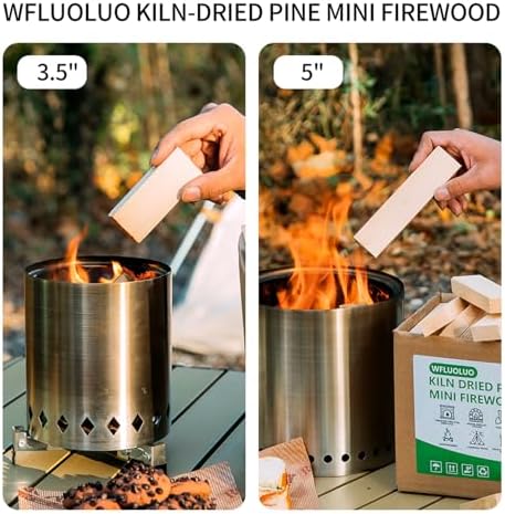 Mini Firewood with 4pcs Fire Starters&Gloves 5'' Lengths Pine Kiln Dried Fire Wood Great for Solo Stove Mesa XL, Tabletop Fire Pit,Pizza Oven Wood,Solo Stove Accessories