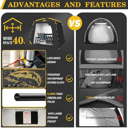Happy Travel Bike Storage Shed Tent, Waterproof Portable Bicycle Cover Shed