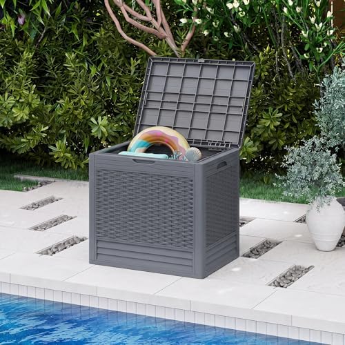 Tangkula 25 Gallon Waterproof Outdoor Storage Box with Lockable Lid
