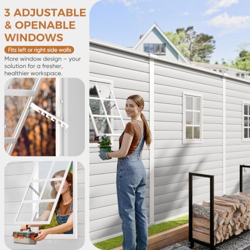CDCASA 10x14 FT Extra Large Resin Storage Shed Floor, Heavy Duty, Dove Grey