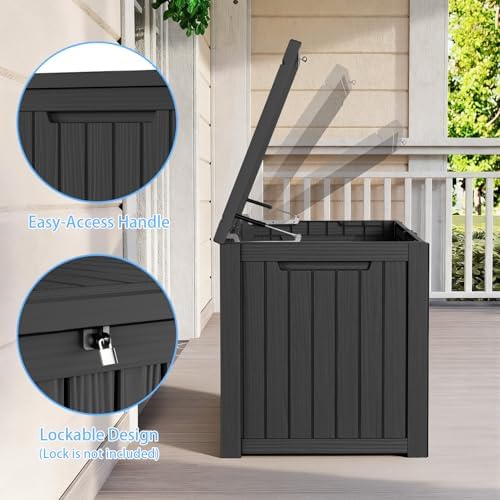 Vixzen Deck Box 250 Gal Waterproof Lockable Outdoor Storage Box Resin