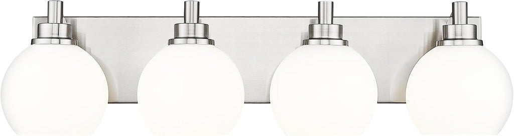 METWET Bathroom Light Fixtures, 4 Light Brushed Nickel Vanity Light, 26 Inch