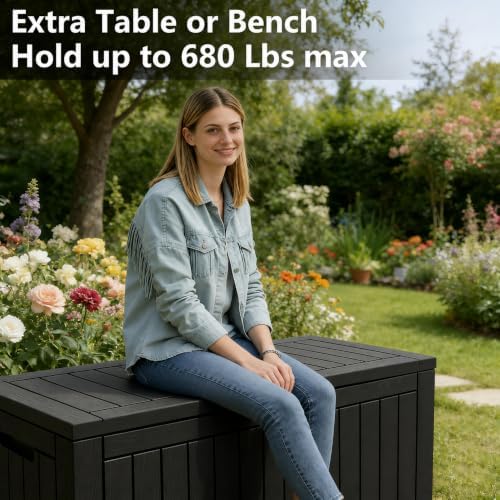 KAMABOKO 100 Gallon Outdoor Storage Box Waterproof Deck Box for Patio