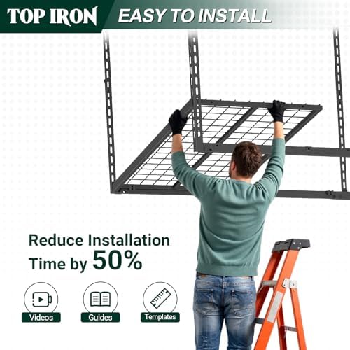 4x8 FT Overhead Garage Storage Rack,750LBS Weight Capacity