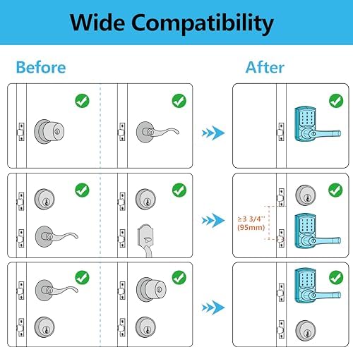 Signstek Keyless Entry,Digital Smartcode Door Lock for Front Door,Keypad Door Lock with Handle and Security Key,Touchscreen,Easy Installation,Silver