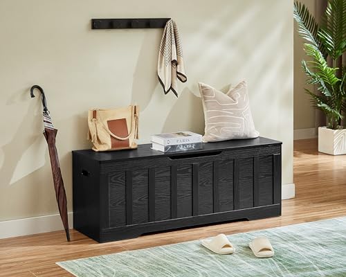 VANKILEY 51.2" Storage Chest Extra Large,Wooden Storage Bench,Black