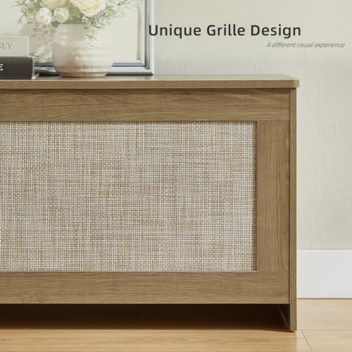 55.1" Storage Chest Extra Large,Rattan Storage Bench(Cherry Brown)