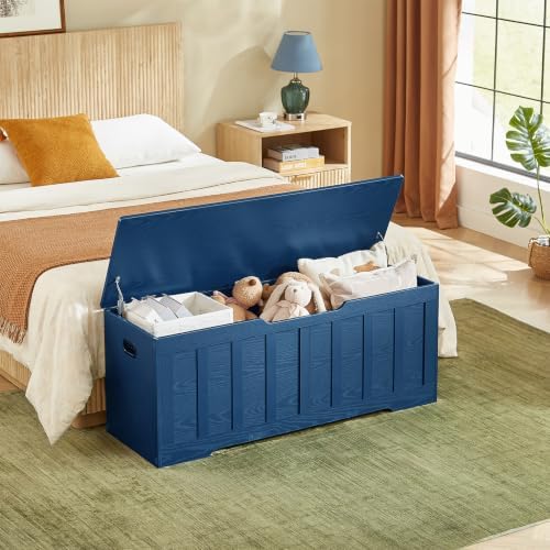 VANKILEY 47.2" Storage Chest Extra Large, Wooden Storage Bench(Blue)