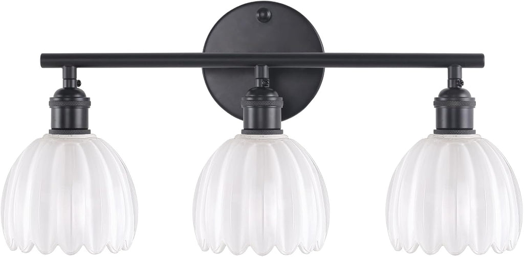 Shenmoyl Bathroom Light Fixtures, 3-Light Black Vanity Wall Light Over Mirror