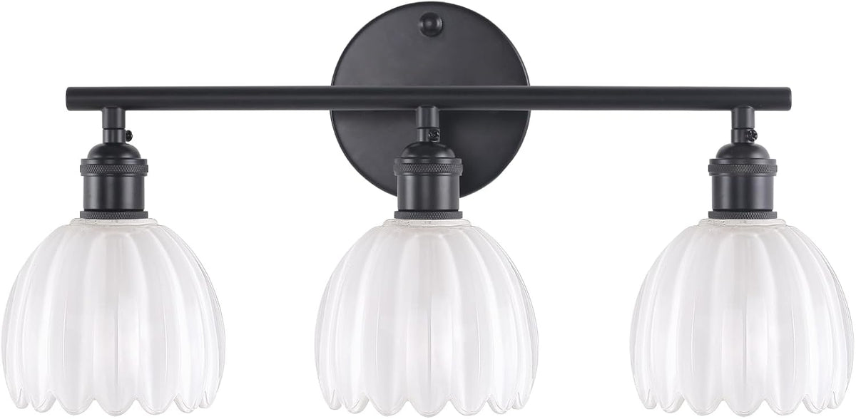 Shenmoyl Bathroom Light Fixtures, 3-Light Black Vanity Wall Light Over Mirror