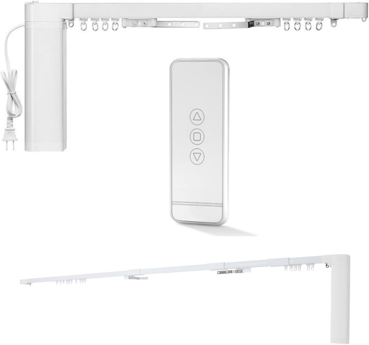 lemoeyes electric curtain track, retractable motorized curtains rod shown in use