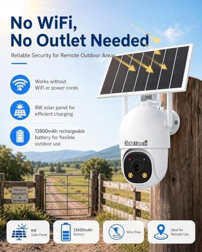 jidetech 3mp 4g lte solar security camera outdoor, close-up detail
