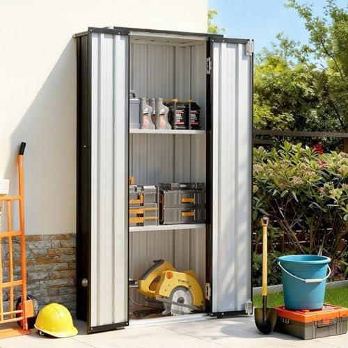 Aoxun Outdoor Storage Cabinet Shed - Vertical Cabinet, Black