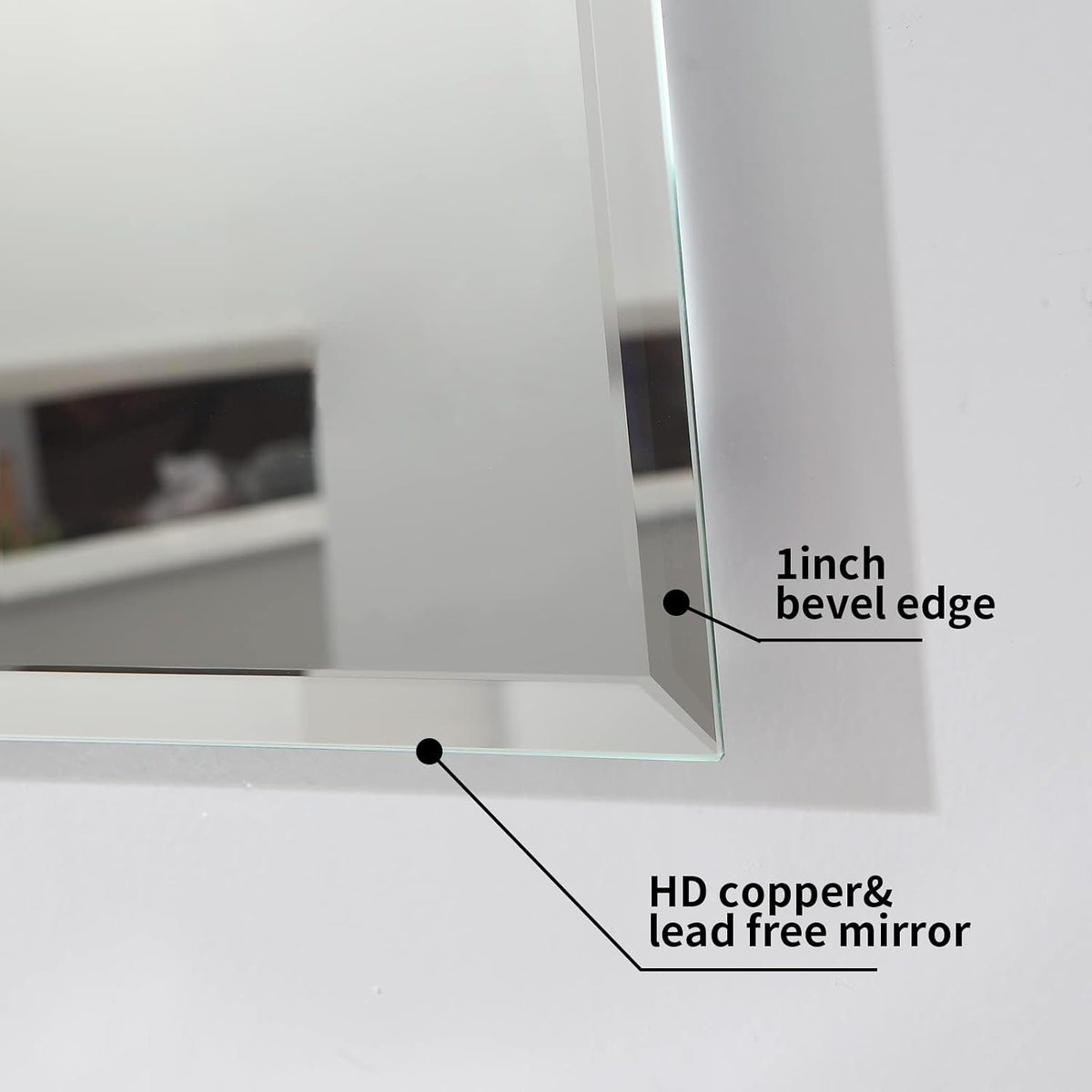 Mirrorons Beveled Mirror 24x36 Frameless Bathroom Wall Mirror Shatterproof