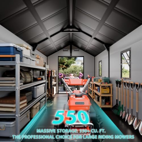 WACASA 8x12 FT Resin Plastic Outdoor Storage Shed with Floor