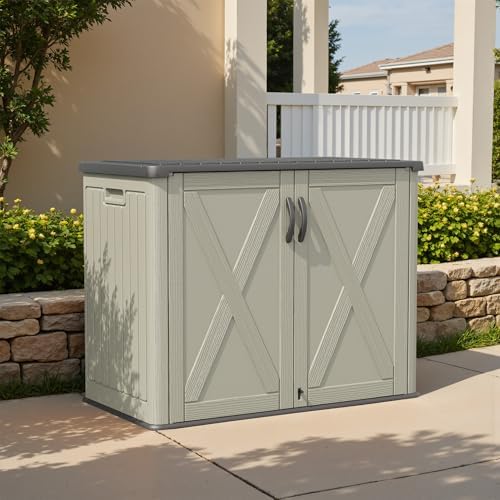 Patiowell Resin Outdoor Storage Cabinet, 26 Cu.ft Horizontal Storage Shed