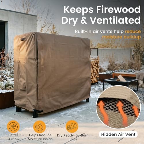 Firewood Log Rack Cover 8 foot - Heavy Duty - Brown (Brown, 4 Feet)