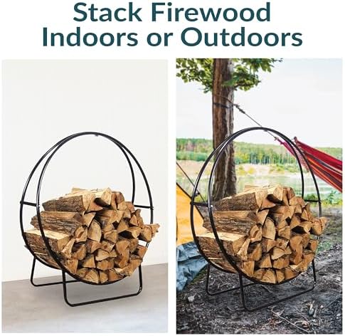 Sunnydaze Outdoor Firewood Rack, Heavy-Duty Steel, 48” Diameter
