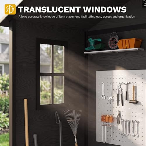 DWVO 6x4FT Resin Outdoor Storage Shed with Reinforced Floor, Window&Vent