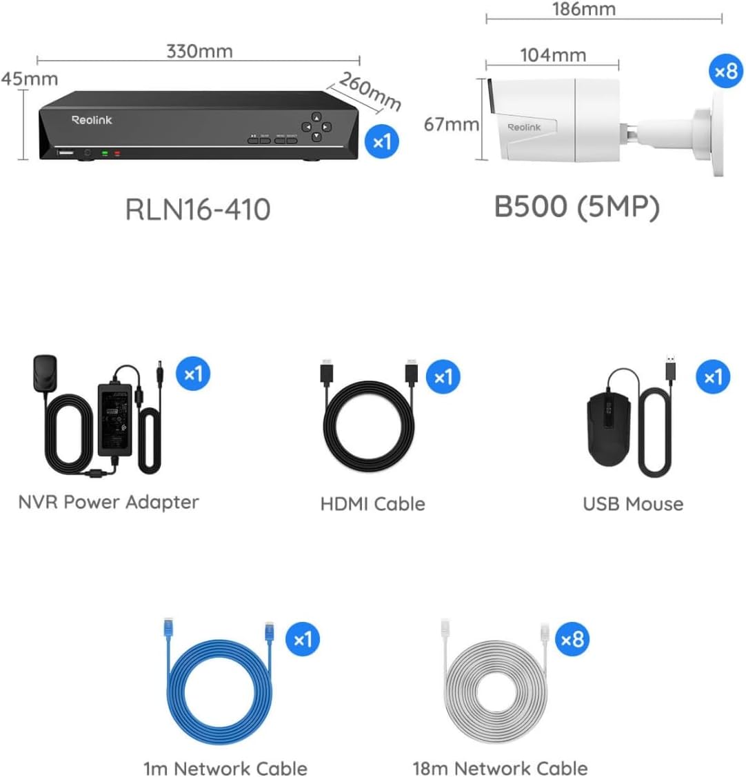 reolink 16ch 5mp home security camera system with, view 9