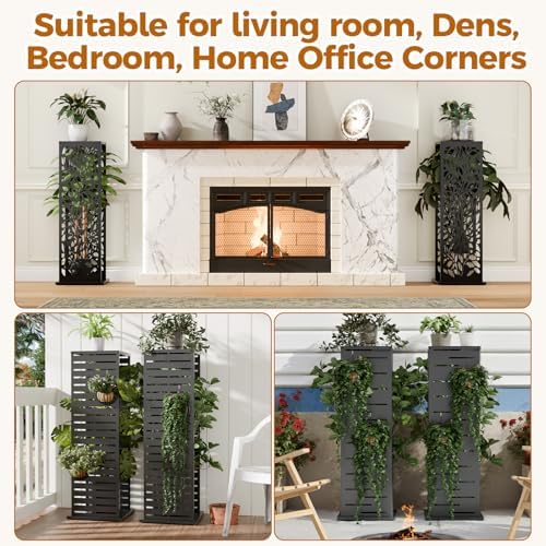 4ft Firewood Rack，Fire Wood Log Holder as Indoor Plant Stand, Outdoor Privacy Screen, Firewood Storage for Fire Pits Fireplace Pergola Gazebo Patio Deck Balcony Black