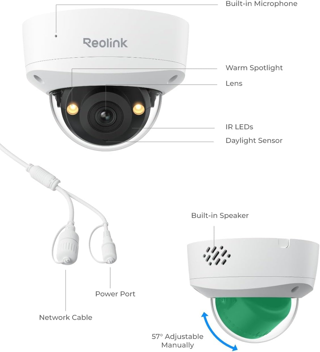 reolink 4k poe security camera rlc-840a, color night, front angle view
