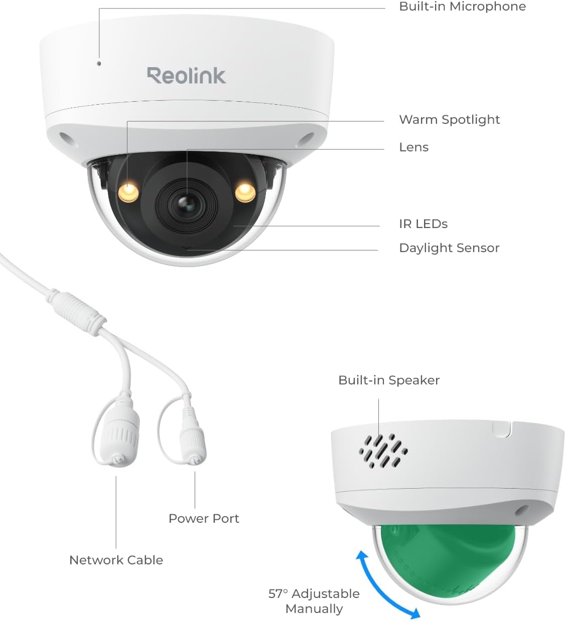 reolink 4k poe security camera rlc-840a, color night, front angle view