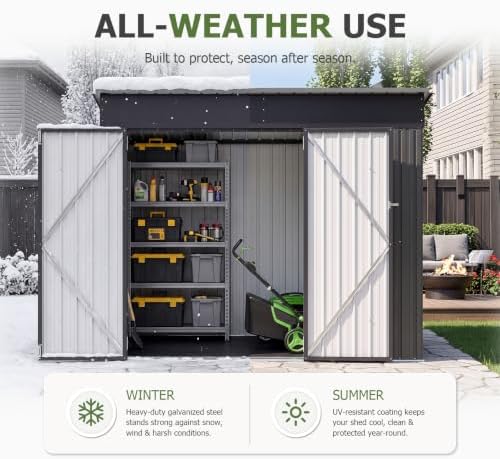 Aoxun 7.5'x4' Outdoor Storage Shed with 3 Lockable Doors & 14mm PP Floor