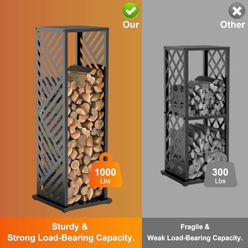 4ft Firewood Rack Indoor, Wood Rack, Metal, 1000 lbs (Diagonal)