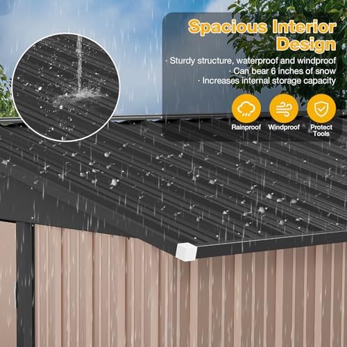8x6 FT Outdoor Storage Shed Brown
