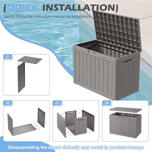 Outdoor Storage Box Waterproof, 45 Gallon Deck Box for Patio Storage