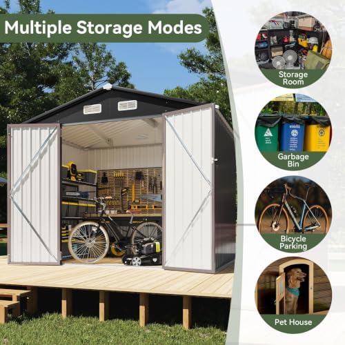 Aoxun 8x6 FT Shed Outdoor Storage Shed with Floor Brown