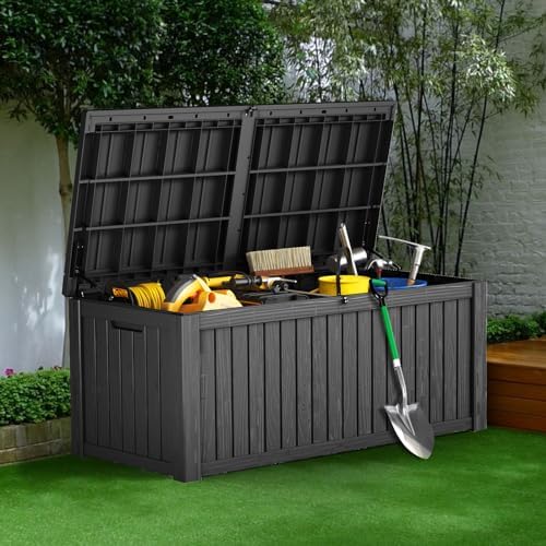 180 Gallon Outdoor Storage Box Waterproof Lockable,Black