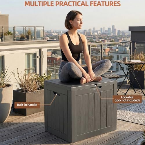 EFU Outdoor Storage Box 45 Gallon Deck Box, Waterproof Resin