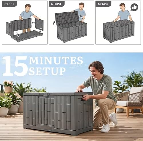 YITAHOME 60 Gallon Resin Deck Box