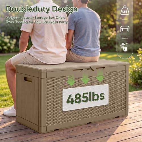 Flamaker Outdoor Storage Box 100 Gallon Waterproof Resin Deck Box