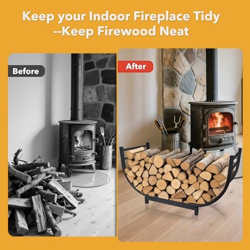 facka 30 Inch Firewood Rack Outdoor Metal Wood Rack