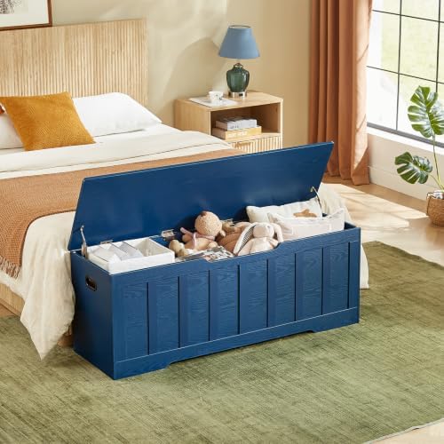 VANKILEY 51.2" Storage Chest Extra Large,Wooden Storage Bench(Blue)
