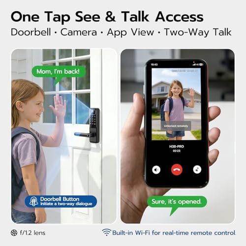 WiFi Video Smart Keypad Door Lock with Camera and Doorbell, Keyless Entry