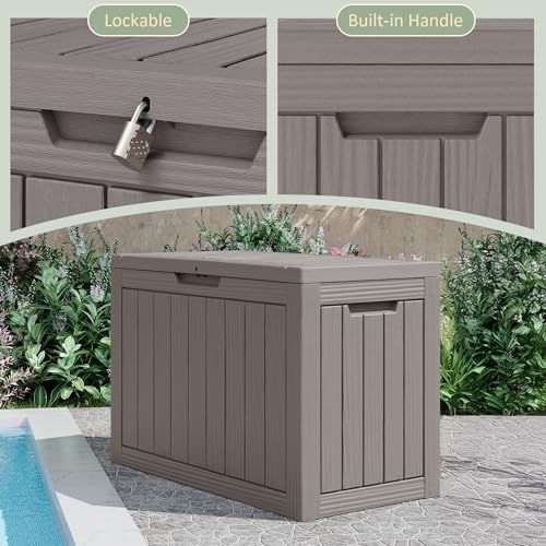 NUNU LAB 45 Gal Deck Box, Outdoor Storage Box Waterproof Lockable,Gray