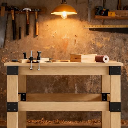 Workbench Brackets Kit 8 PCS, 3-Way Right Angle Corner Bracket for 2x4 Wood