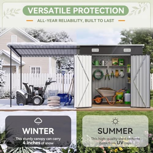 14x6FT Outdoor Lean to Shed & Hardtop Gazebo Combo