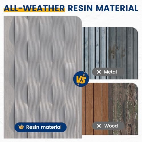 UDPATIO 34 Cu.Ft Outdoor Storage Shed, HDPE Resin Horizontal Cabinet,Grey